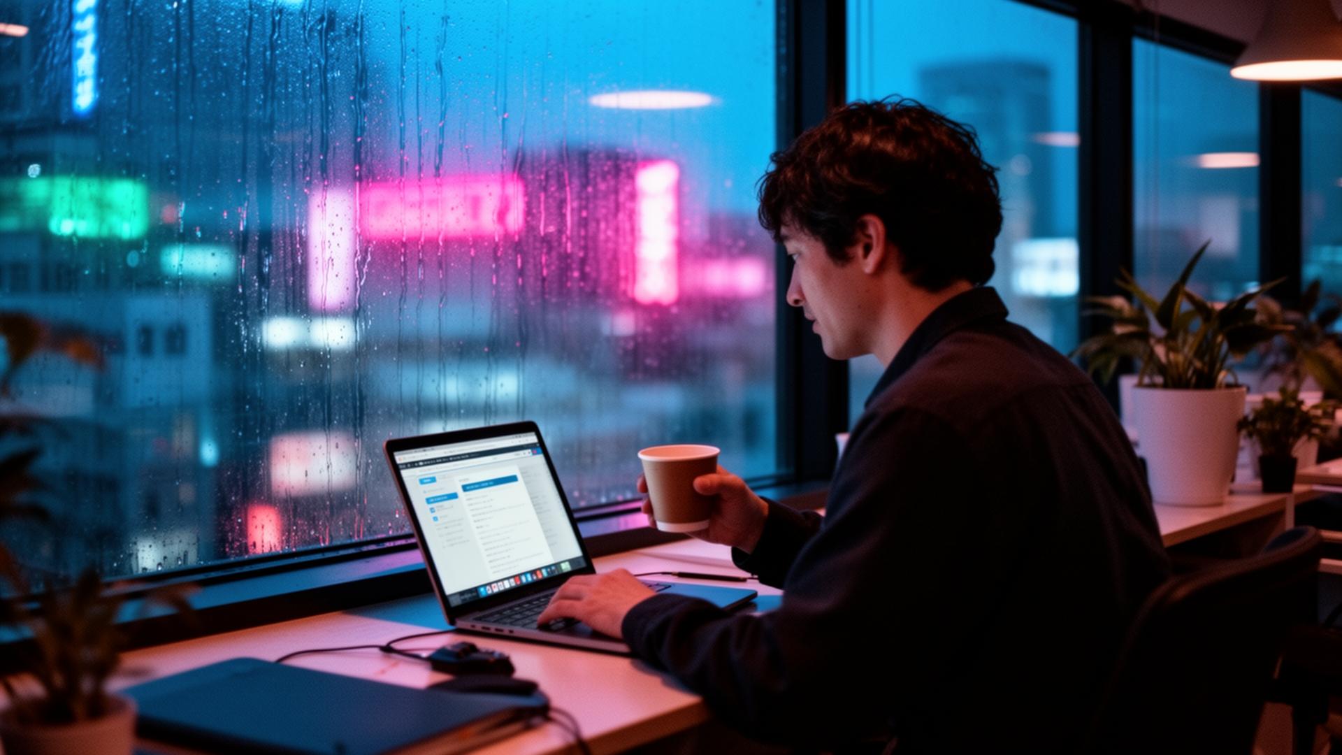 Remote worker in a Tokyo coworking